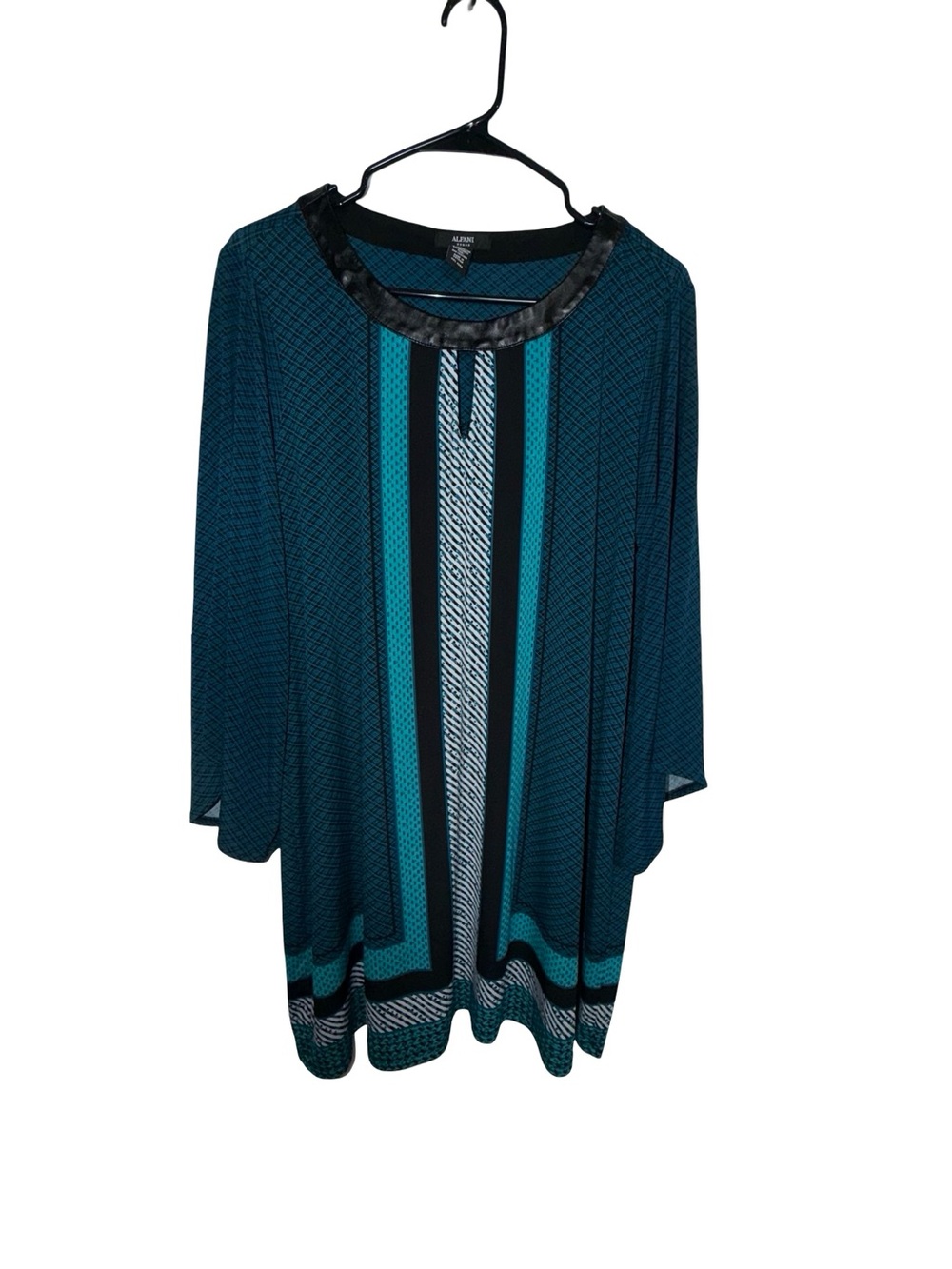Alfani Teal, Black & White Midi Drape-Front Dress